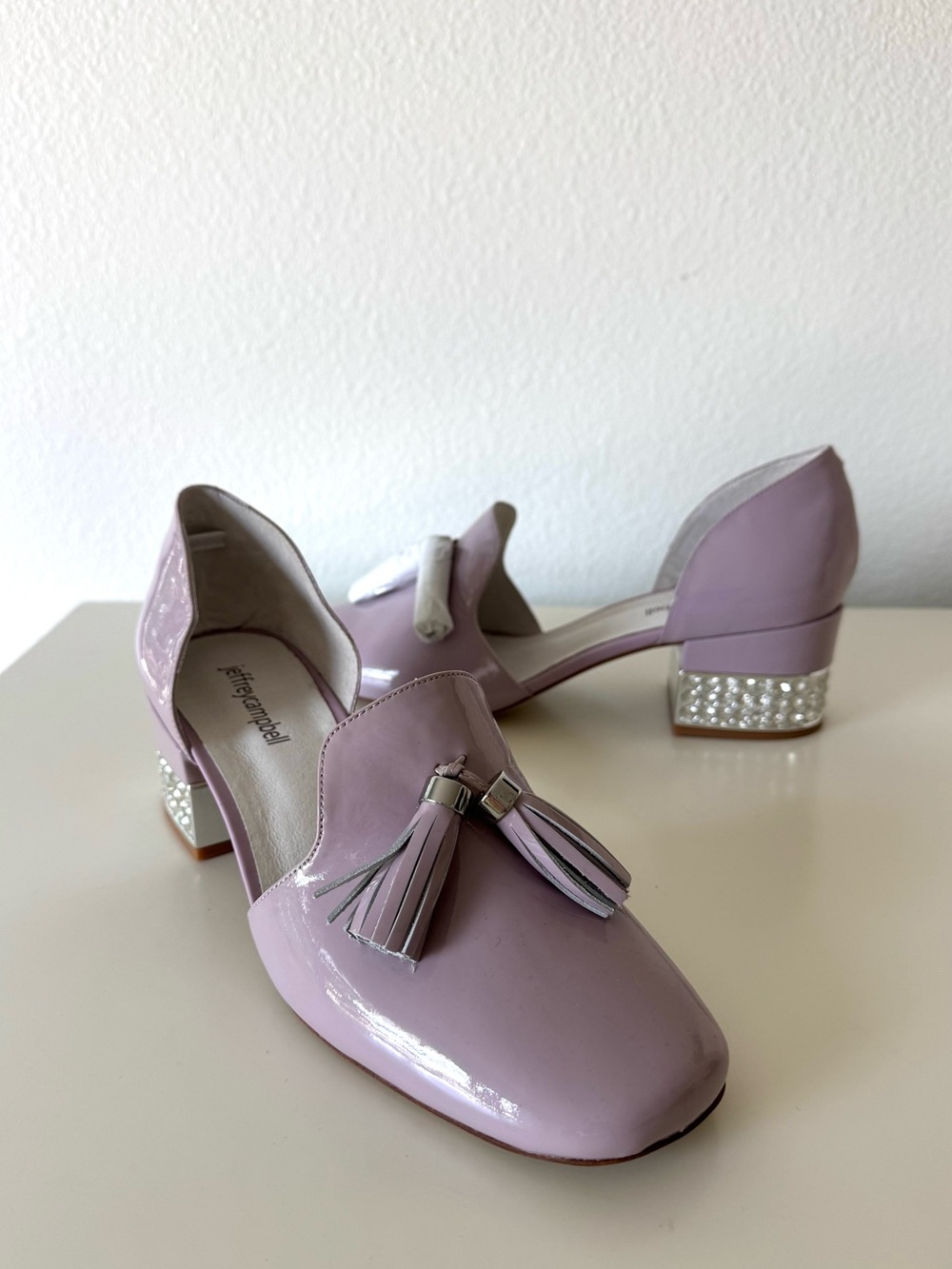 Jeffrey Campbell Lavender Lilac Patent Tassel Block-Heel Shoes 9.5